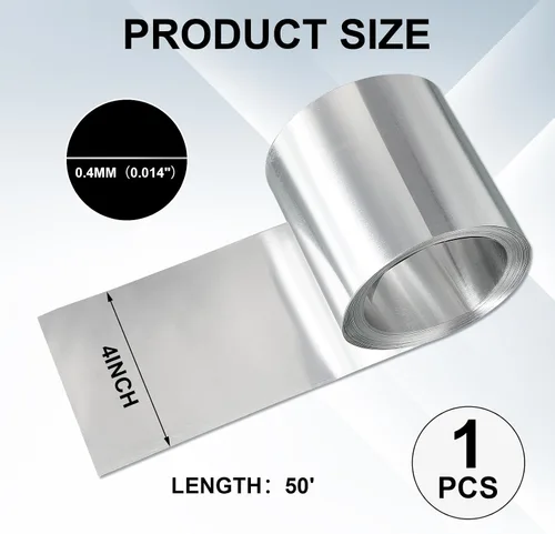 Vista 2 de Ripeng Rollo de aluminio intermitente de 50 pies de 4 x 50 x 0.0158 pulgadas para techo y jardín, para evitar manchas de techos para prevención