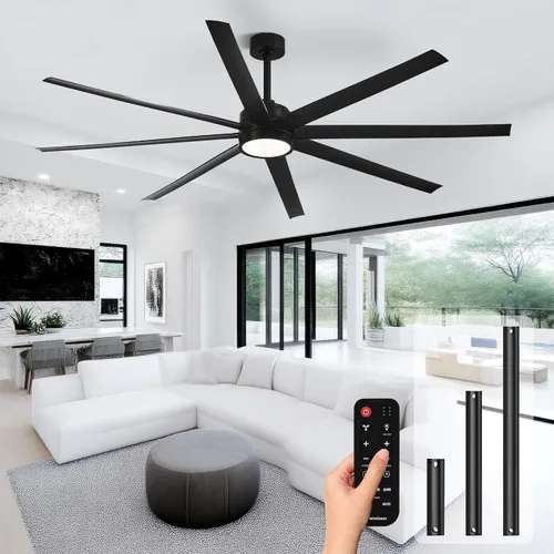 Vista 18 de Ventiladores de techo modernos con luces, ventilador de techo de 72 pulgadas con control remoto para dormitorio, sala de estar, cocina, biblioteca