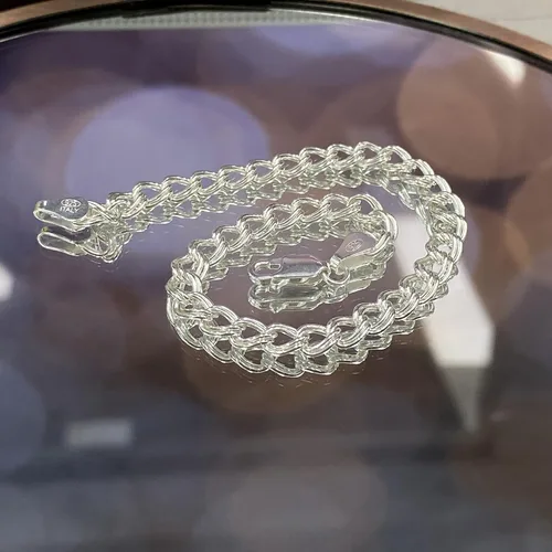 Vista 4 de PORI JEWELERS Pulsera de cadena de eslabones italianos de plata de ley 925 para hombres y mujeres, Metal