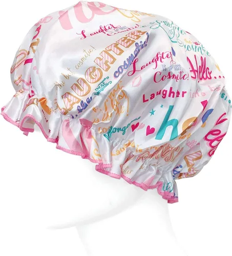 Vista 6 de Wrapables® Elegantes gorros de ducha impermeables de doble capa (juego de 4), estampado animal y puntos