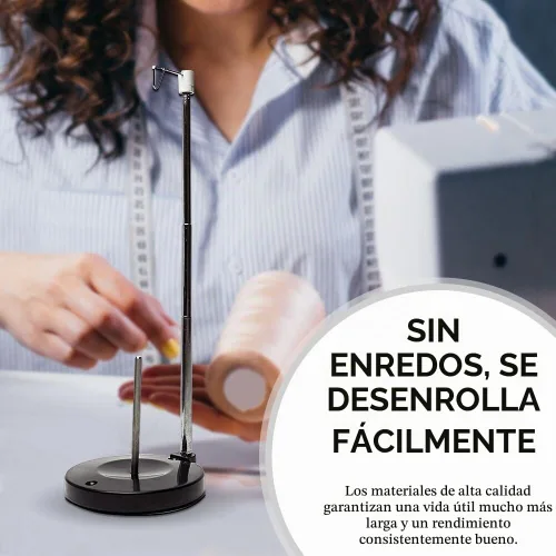 Vista 7 de Soporte ajustable para carrete de hilo único – Soporte independiente para hilo de bordado, costura o acolchado – Base de plástico pesado para una