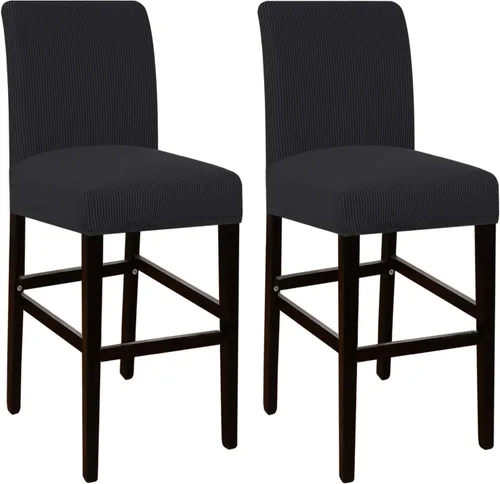 Vista 28 de Flamingo P Fundas de taburete para sillas de comedor, fundas de asiento de tela jacquard elástica con parte inferior elástica extraíble, juego de 2