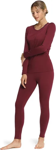 Vista 6 de TSLA Conjunto de ropa interior térmica para mujer, vellón suave, pantalones largos, primera capa cálida para invierno, parte superior e inferior
