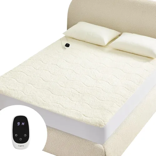 Vista 10 de Caperia Protector de colchón térmico individual, protector de colchón eléctrico con 9 ajustes de calor, función de memoria, calentamiento rápido Gris