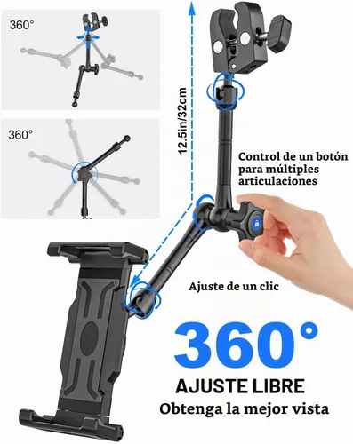 Vista 3 de Soporte universal para tableta de espejo retrovisor para automóvil [brazo mágico de metal] Soporte universal de metal para espejo retrovisor