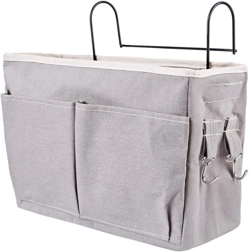 Vista 4 de Kedoung - Paquete de 2 organizadores de mesita de noche para colgar con gancho, bolsillo de almacenamiento para cama para dormitorio, habitación
