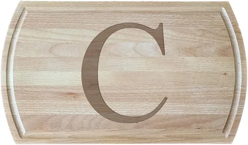 Vista 10 de Tabla de cortar de haya blanca grabada con elegante inicial, perfecta para cocinas sofisticadas del hogar y chefs profesionales