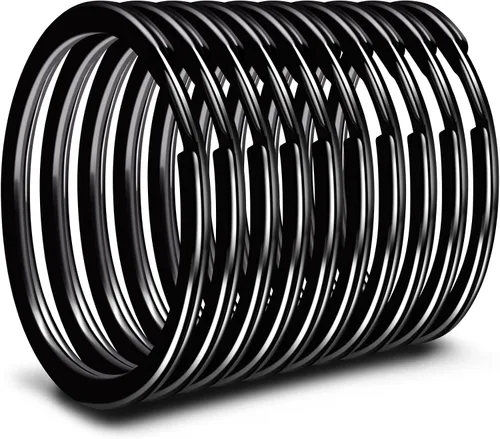 Vista 7 de 10PSC - Llaveros de acero inoxidable 304 grueso y grueso de 1 pulgada0.984 in para llaves de automóvil, duradero, para uso en exteriores, color negro