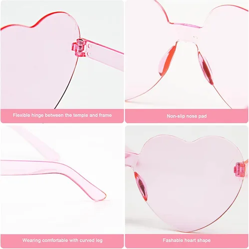 Vista 5 de AEAHALY Lentes de sol con forma de corazón blanco, verde, azul, morado, rosa, rojo, para mujer, con forma de corazón, a granel, para fiestas