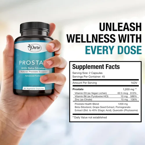 Vista 5 de Pure By Nature Suplemento de próstata para hombres, suplemento de salud de próstata beta sitosterol con zinc para apoyo del tracto urinario, alivia