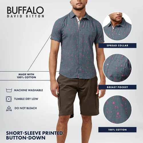 Vista 4 de Buffalo David Bitton Camisa de manga corta con botones para hombre