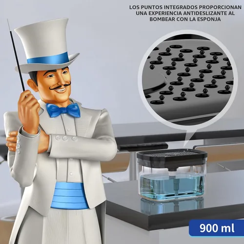Vista 2 de MR.SIGA Dispensador de Jabón para Platos de Cocina, Portacepillas Premium 2 en 1, Dispensador de Bomba de Jabón para Lavado de Platos para Encimera