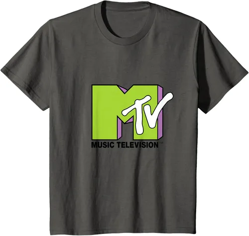 Vista 75 de Camiseta de tratamiento de relleno con logotipo MTV verde lima y morado, Negro, S Azul Marino