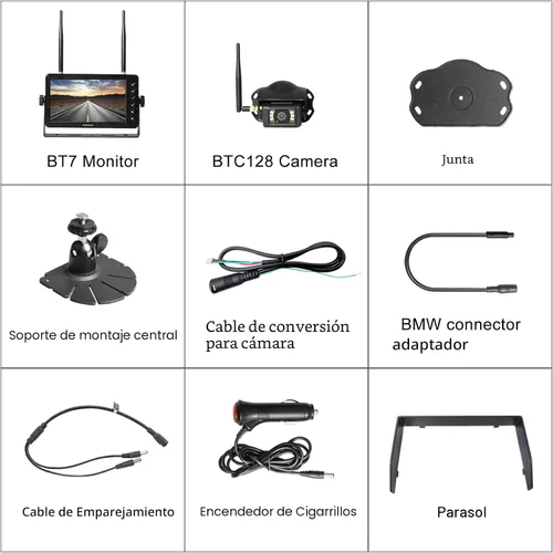 Vista 8 de Haloview BT7 Cámara de respaldo RV inalámbrica FHD 1080P DVR cámara de visión nocturna a todo color y adaptador de sistema de monitor de 7 pulgadas