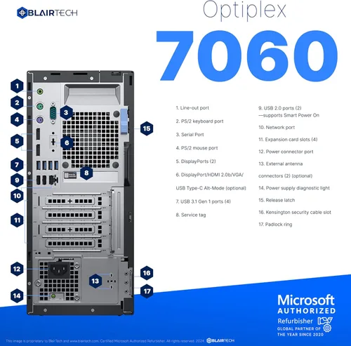 Vista 4 de Dell Optiplex 7060 Tower - Computadora de sobremesa Intel i7-8700 (3.4) 32 GB DDR4 RAM Estado sólido SSD de 1 TB Windows 11 Pro Adaptador
