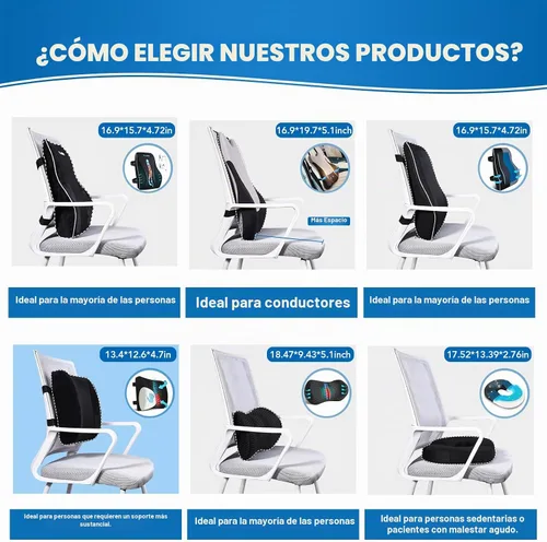 Vista 9 de Almohada de apoyo lumbar para silla de oficina, almohada lumbar de automóvil, cojín de respaldo de espuma viscoelástica con malla 3D transpirable