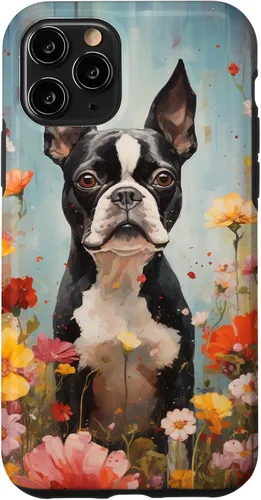 Vista 29 de Boston Terrier in Flower Garden Dog Art Lovers Design Case for iPhone 17