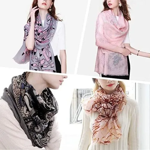 Vista 6 de Temminc Bufandas de lana 100% para hombres y mujeres, bufanda de tartán de pashmina, bufanda de invierno de punto de rayas verticales