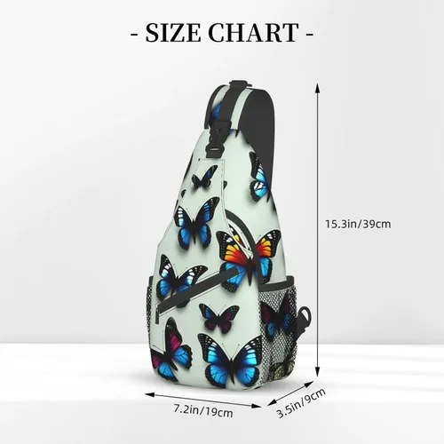 Vista 3 de Mariposa y violonchelo bolso bandolera bandolera bolsa de pecho ligero Sling Daypackstravel senderismo ciclismo para hombres mujeres