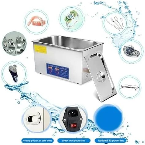 Vista 3 de Máquina de limpieza ultrasónica de 2 litros, temporizador digital, limpiador de acero inoxidable para joyas, gafas, relojes y accesorios de baño