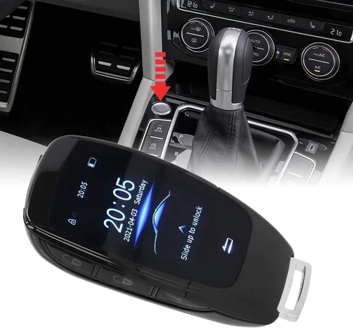 Vista 3 de Aramox Llave remota inteligente, llave inteligente universal TK900 LCD Smart Key Remote Entrada sin llave para botón de arranque y parada del motor