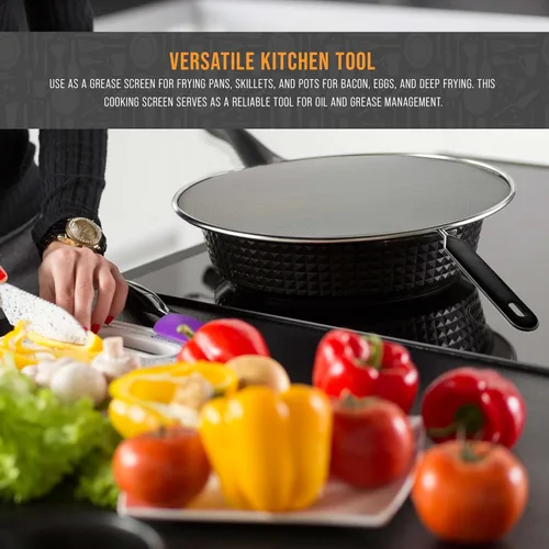 Vista 6 de U.S. Kitchen Supply Juego de 3 protectores de salpicaduras de acero inoxidable de 13 pulgadas, cubierta de malla fina, grasa y aceite, pantalla