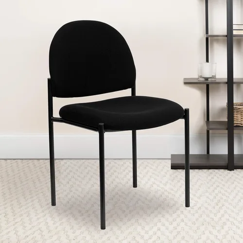 Vista 2 de Flash Furniture Tania Comfort Silla de recepción lateral de acero apilable de tela negra