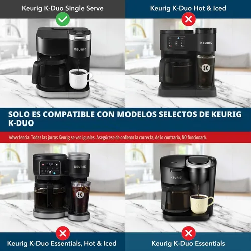 Vista 3 de Solo reemplazo de jarra de 12 tazas Compatible con Keurig K Duo de una sola porción Modelo 5100 No será compatible con la cafetera Keurig K Duo