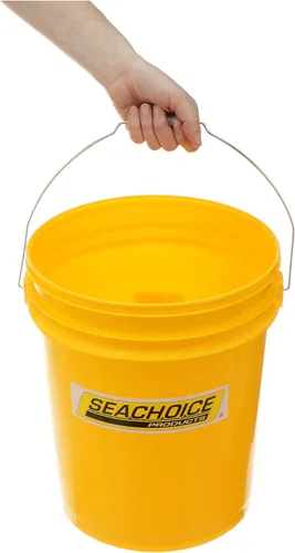Vista 4 de Seachoice Cubo de plástico de 5 galones con mango de metal, amarillo