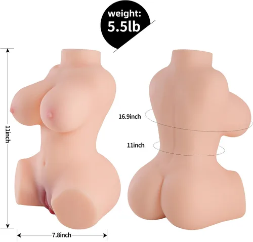 Vista 5 de Muñeca sexual Torso para hombres, muñeca sexual realista 3 en 1 con ano vaginal apretado 1:1 3D para masturbador masculino, juguete sexual