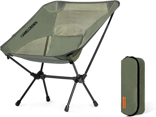 Vista 13 de CAMEL CROWN Silla de camping resistente para mochileros, silla plegable ultraligera con bolsa de transporte, portátil compacta para exteriores