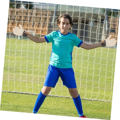 Vista 6 de Guantes de portero de fútbol con protección de látex para dedos de palma y malla transpirable para entrenamiento y partidos guantes de fútbol negros