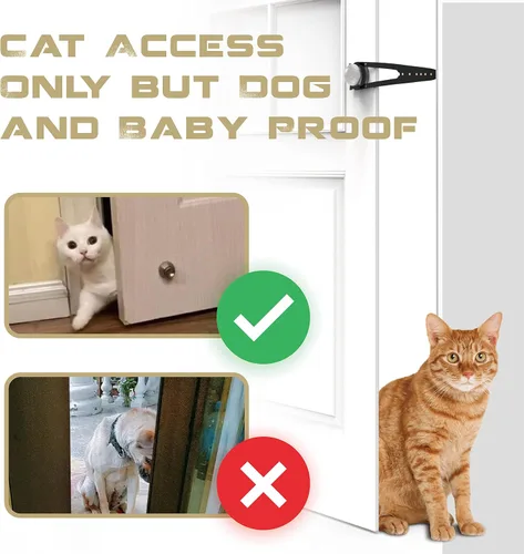 Vista 5 de Pestillo ajustable para puerta de gato, manera extra fácil para caja de arena a prueba de perros para gatos, mantener la puerta abierta, siete