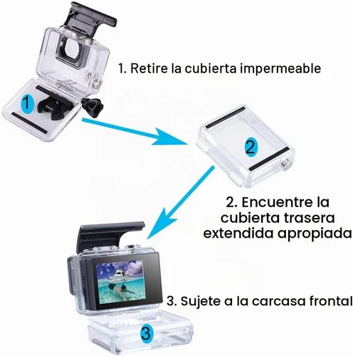 Vista 7 de Suptig Pantalla LCD de 2.0 pulgadas LCD BacPac pantalla no táctil para Gopro Hero 4 Hero 3+ Hero 3 Hero 2 con cubierta trasera impermeable