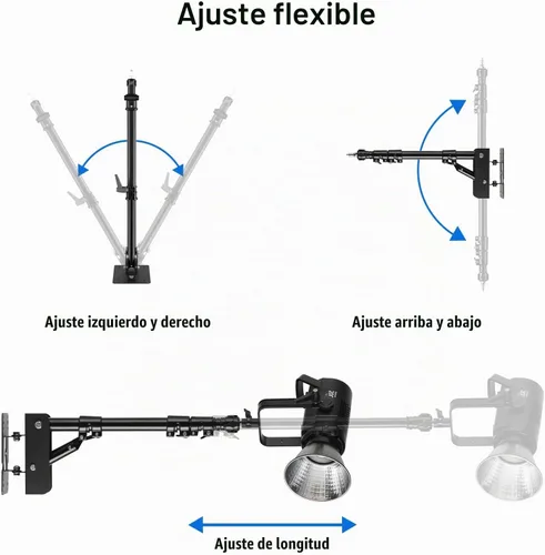 Vista 3 de Selens Wall Mount Triangle Boom Arm 39.37inch/100cm,180°Flexible Rotation