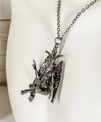 Vista 5 de Collar de satán con colgante de cabra sabática de Mendes con pentagrama y peltre de Ebros accesorio de cadena joya oculta de las brujas del diablo