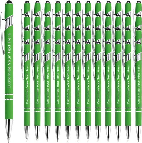 Vista 84 de Aolun Bolígrafo personalizado, bolígrafo grabado personalizado con lápiz capacitivo, 12 unidades, metal suave al tacto, introduce el nombre, Naranja