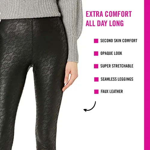 Vista 3 de HUE Leggings de cintura alta con efecto elegante para mujer
