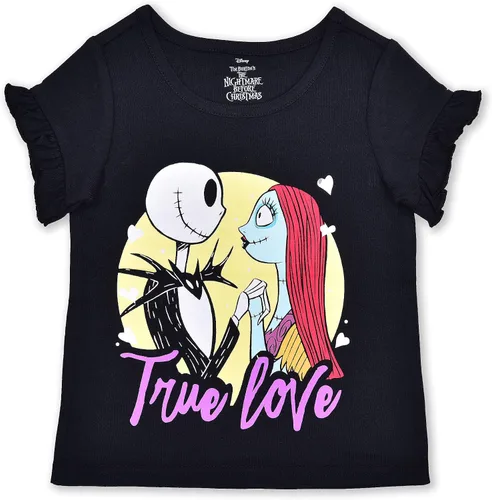 Vista 2 de Disney Nightmare Before Christmas - Camiseta para niñas pequeñas, paquete de 3 unidades, para niños pequeños y grandes, color negrolilamulticolor