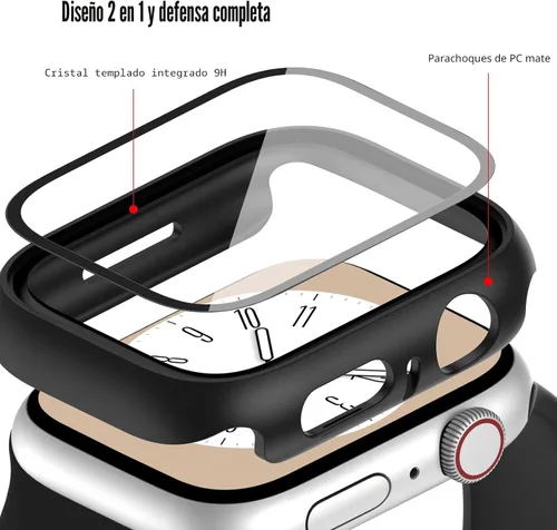 Vista 3 de COMMUTER - Juego de 4 fundas compatibles con Apple Watch de 40 mm Series SE 3ra Gen 2025 SE 2/1 6 5 4 con protector de pantalla de vidrio templado