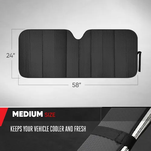 Vista 3 de Motor Trend Parasol para parabrisas para automóvil, camión y SUV, negro - Parasol plegable para ventana delantera, protección contra el calor