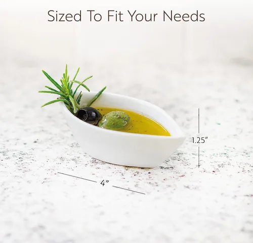 Vista 2 de Restaurantware -Cuencos para salsa de inmersión de 2 onzas, 10 platos de salsa en forma de canoa - aptos para microondas, aptos para horno, platos