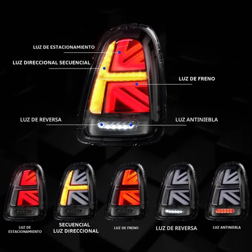 Vista 2 de Luces traseras para 2007-2013 Mini Cooper y Coopers Hatchback R56 R57 R58 Transparente