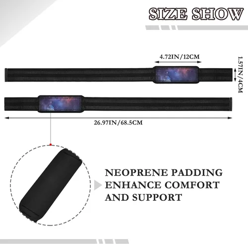 Vista 3 de Purple Gradient Starry Sky Lifting Wrist Straps for Weightlifting, Bodybuilding, Strength Training Padded Neoprene