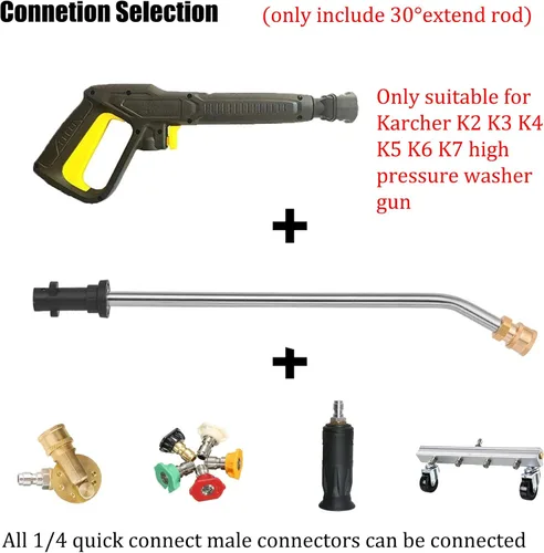 Vista 4 de Varita de extensión para lavadora a presión de 17.3 pulgadas, accesorio de pulverización para Karcher K2 K3 K4 K5 K6 K7, 5 boquillas
