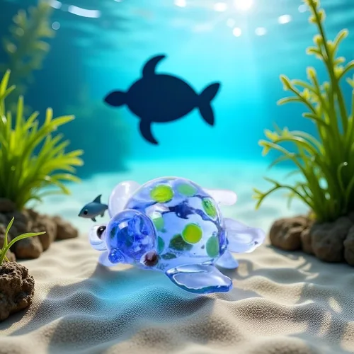 Vista 3 de Figuras de tortuga de vidrio soplado a mano, hecha a mano, mini exquisita estatua de animal, manualidades de vidrio para decoración del hogar