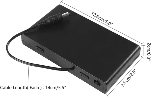 Vista 4 de Aobao 3 unids 8x1.5V 12V AA caja de la caja del sostenedor de la batería con DC 0.217x0.083 in conector macho con cable interruptor