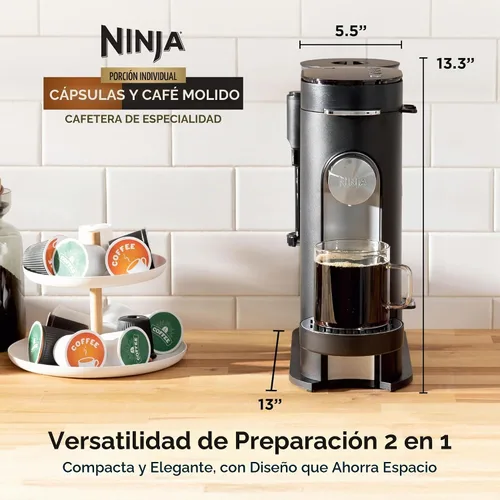 Vista 2 de [Usado] Ninja Cafetera Una sola porción Prepara con cápsulas de café y molidos Compatible con cápsulas de café K-Cup 4 estilos