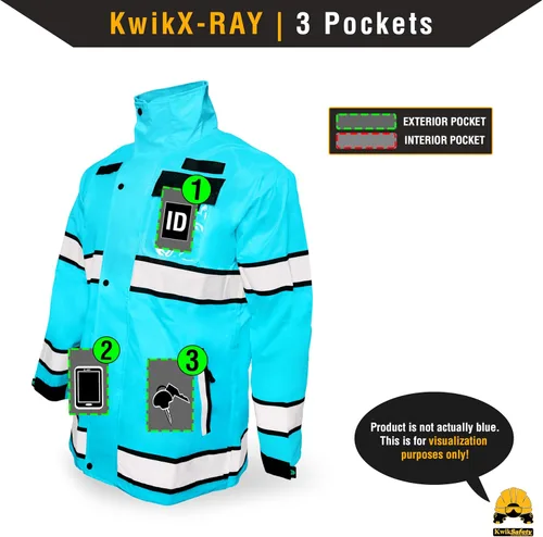Vista 7 de KwikSafety - Charlotte, NC - Chaqueta de lluvia TORRENT y gabardina ANSI OSHA clase 3 de alta visibilidad, equipo de lluvia Hi Vis