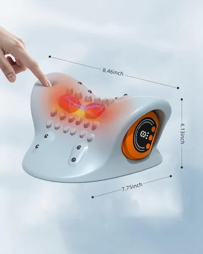 Vista 2 de Masajeador de cuello 2026 - Masajeador portátil 3 en 1 con calor, pulso y vibración, diseño ergonómico, masajeador eléctrico de cuello y hombros